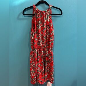 Festival Red Rose Floral Halter Dress Airy
